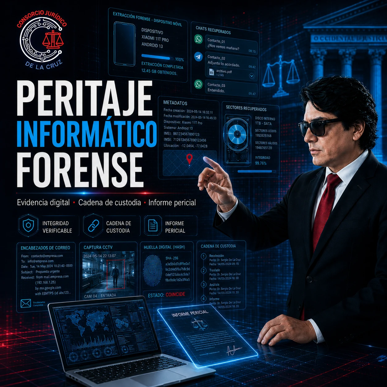 Peritaje Informático Forense en Perú — Mg. Sergio J. De La Cruz Zúñiga, Consorcio Jurídico De La Cruz, Huancayo